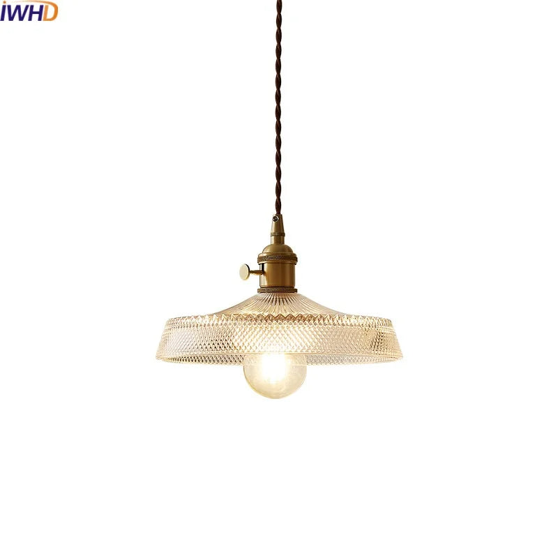 Afralia™ Copper Glass Chandelier LED Pendant Light for Living Room Dining Bar Kitchen