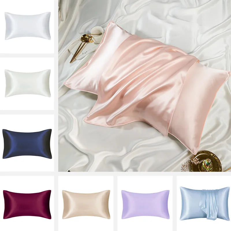 Afralia™ Satin Skin Care Pillowcase: High Quality, Solid Colors, Queen/Full Size