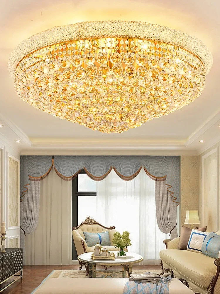 Afralia™ Crystal Ceiling Lamp Elegant Modern Light Luxury Hotel Villa Restaurant Lighting