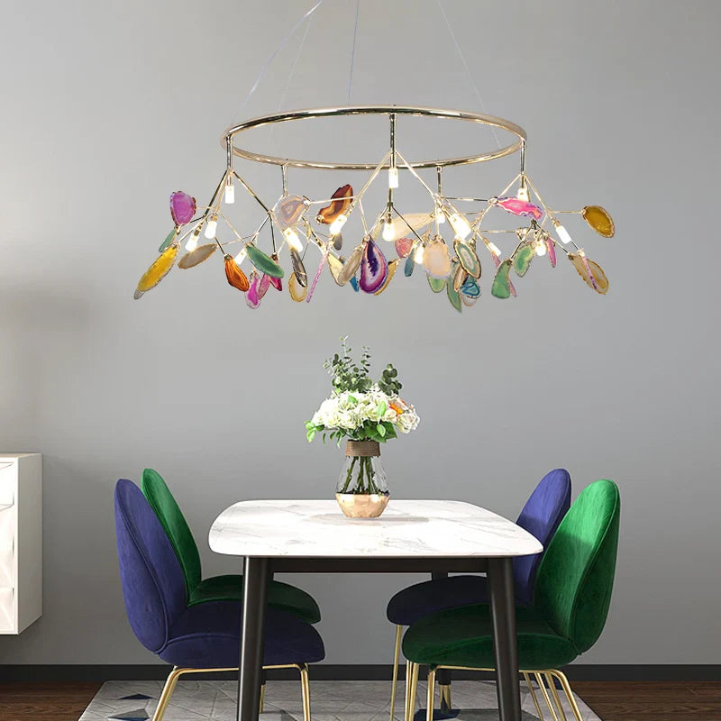 Afralia™ Colorful Agate LED Pendant Chandelier for Modern Art Room Decor