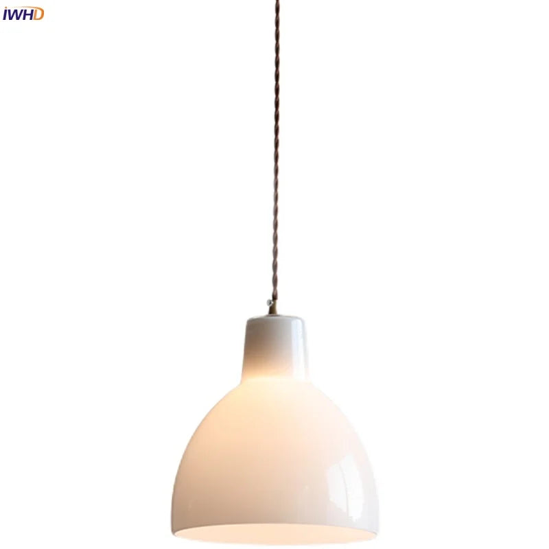 Afralia™ White Glass E27 LED Pendant Light Fixture Modern Adjustable Hanging Lamp