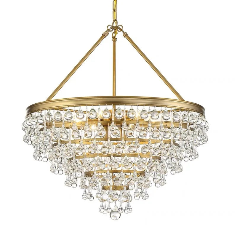 Afralia™ Crystal Bead Ceiling Pendant Lights - Retro Luxury Gold Home Decor Lighting