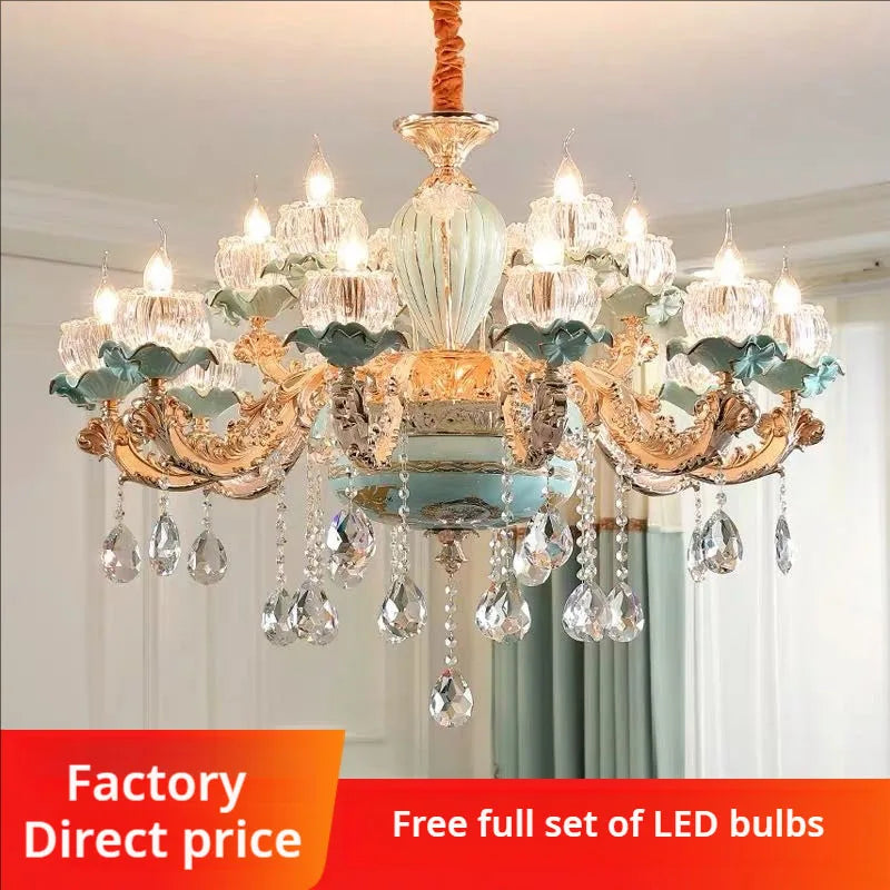 Afralia™ European Crystal Chandelier Living Room Bedroom Lamp High-Grade Villa Duplex Large