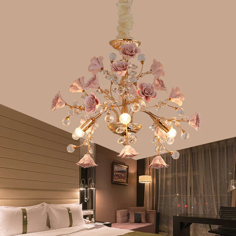 Afralia™ Rose Crystal Chandelier LED Lighting for Luxury Bedroom & Living Room