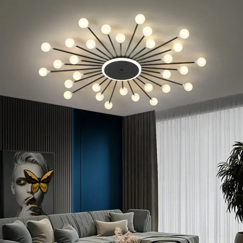 Afralia™ Glass Ceiling Chandelier LED Light Fixture for Living Room Bedroom Kitchen