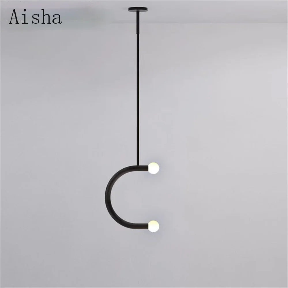 Afralia™ Nordic U-shaped Line Art LED Chandelier for Corridor Bedroom & Loft