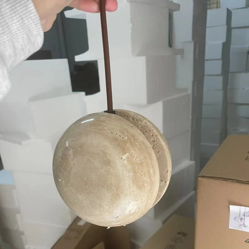 Afralia™ Travertine LED Pendant Lights: Natural Stone Creative Design for Living Room & Bedroom