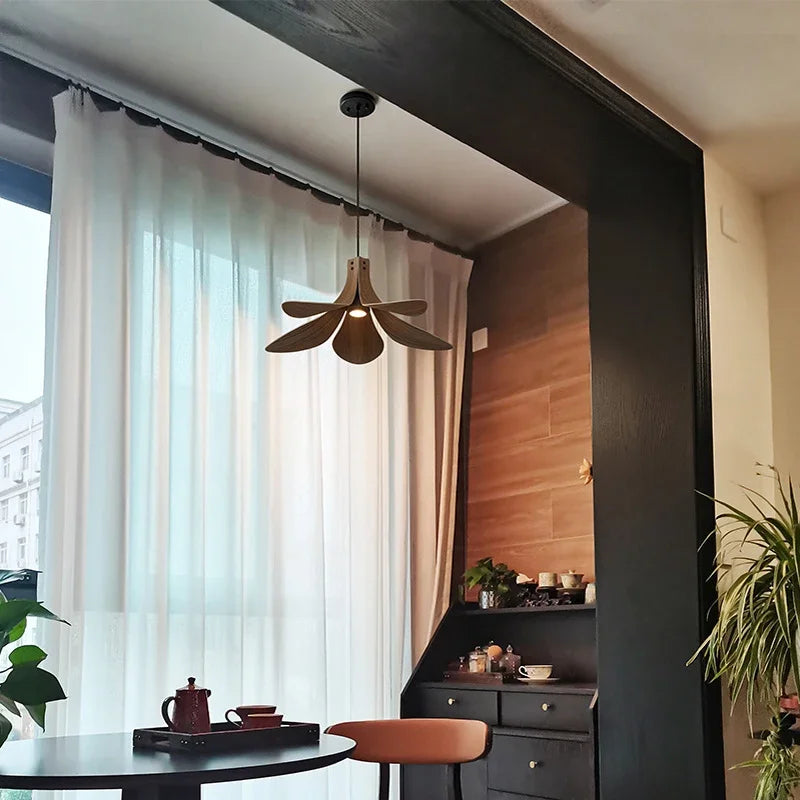 Afralia™ Nordic Wood Chandelier: LED Pendant Lamp for Home, Restaurant, and Bar