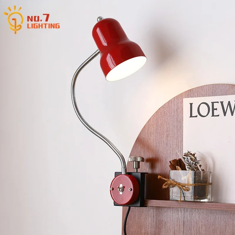 Afralia™ Adjustable LED Desk Lamp Red/Orange/Black E27 - Studio Bedside Reading Light