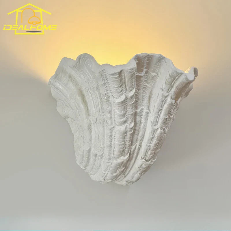 Afralia™ Shell Gypsum Wall Lamp LED E27 Wabi-sabi Baroque Design