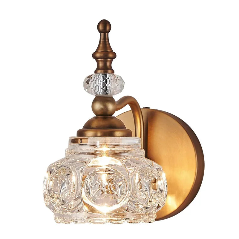 Afralia™ Gold Crystal Wall Lamp: Luxury LED Indoor Light for Living Room, Bedroom, and Bathroom
