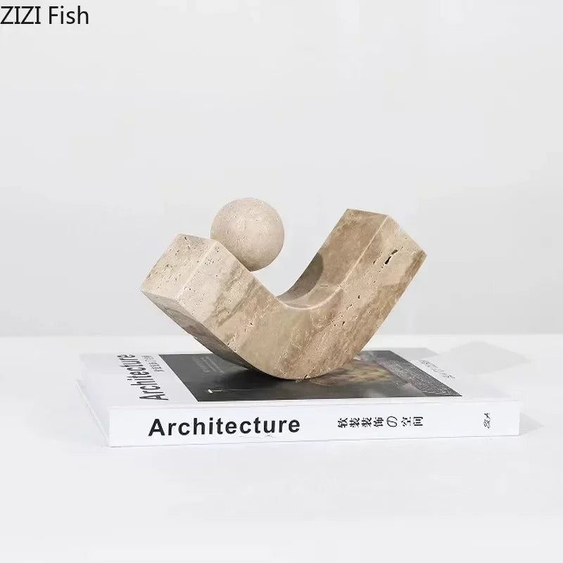 Afralia™ Geometric Stone Ornaments Desk Decoration Modern Artwork Statue Room Decor