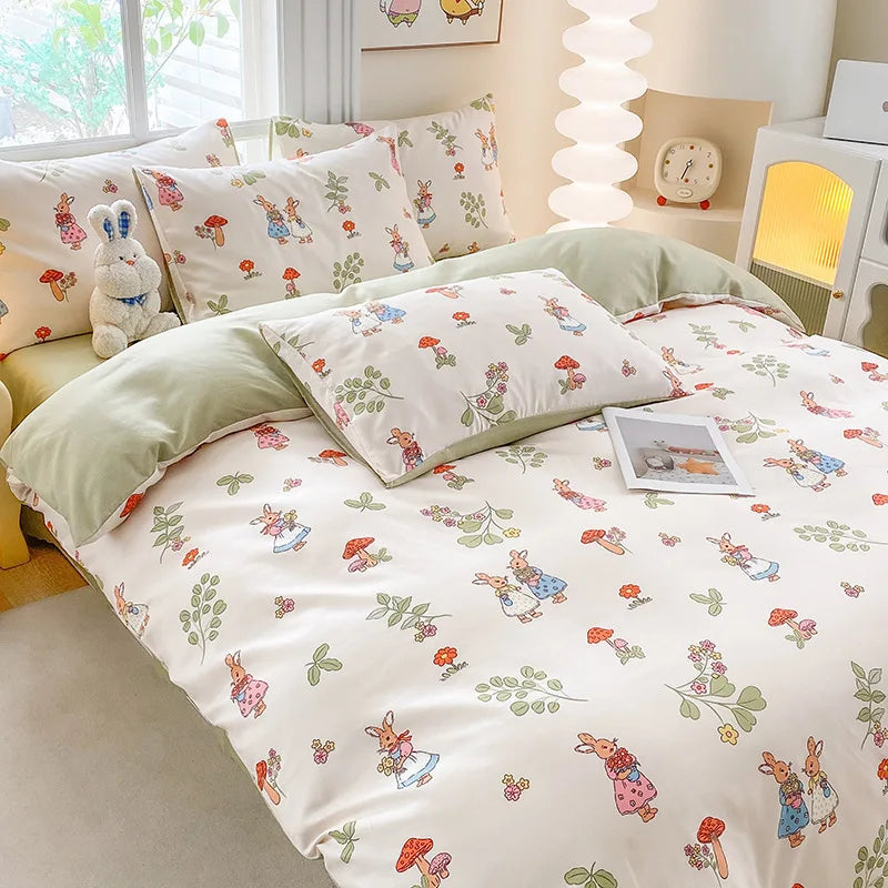 Afralia™ Cute Printed Cotton Duvet Cover for Double Queen Bed - Cozy & Non-Fading