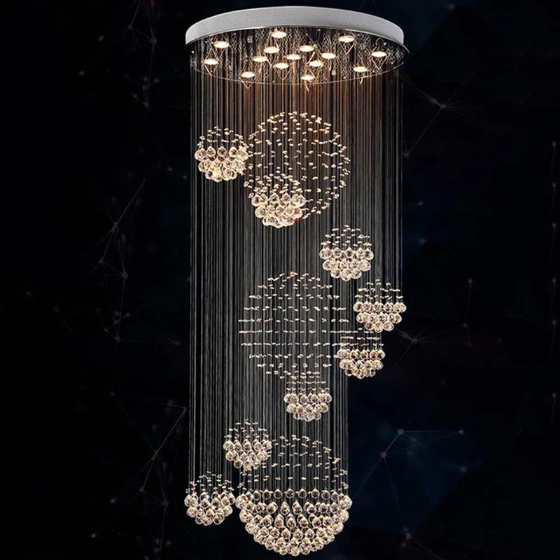Modern Crystal Ball Chandelier by Afralia™ - Large Size D80*H300cm - Guaranteed Quality