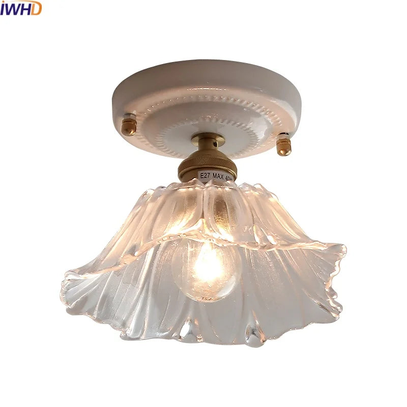 Afralia™ LED Canopy Ceiling Light Glass Copper Luminaria De Teto