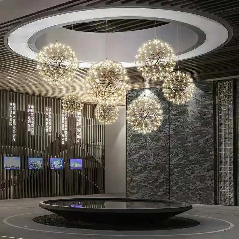 Afralia™ Spark Star LED Chandelier: Modern Fireworks Ball Pendant Light for Stylish Spaces