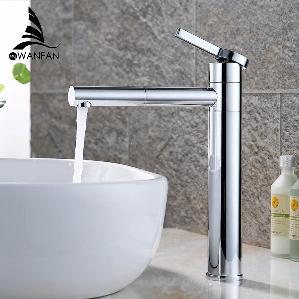 Afralia™ Brass Bathroom Faucet Vessel Sink Mixer Swivel Spout Deck Mounted White Tap