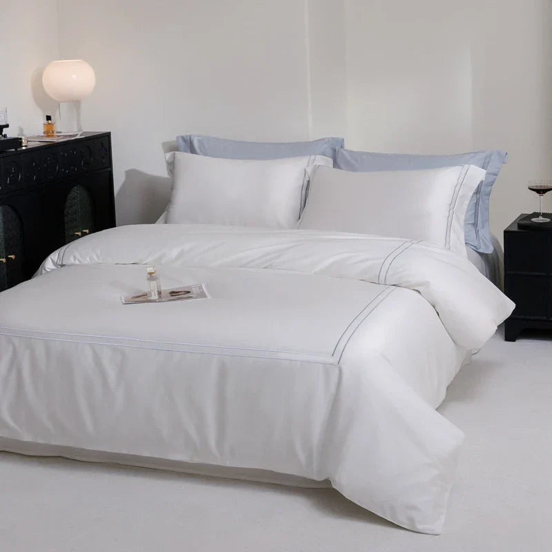 Afralia™ Luxury Solid Color Hotel Style Bedding Set with Egyptian Cotton Softness