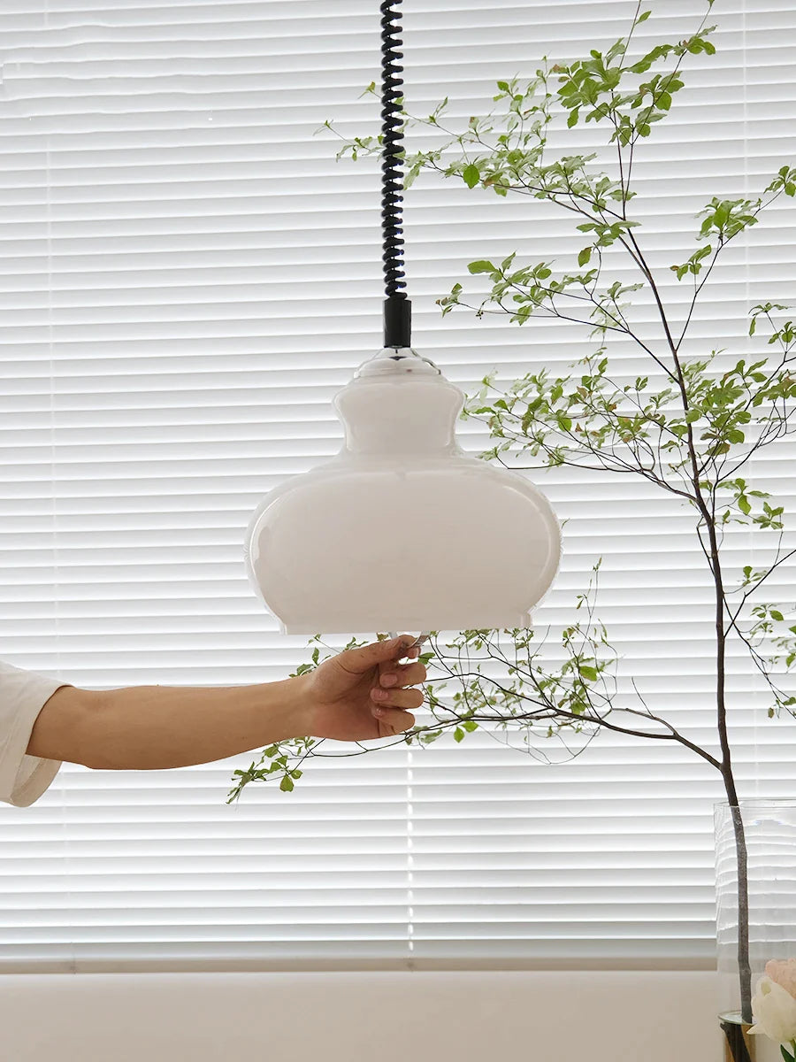 Afralia™ Nordic French Milk Glass Chandelier: Modern Green & Orange Pendant Lamp