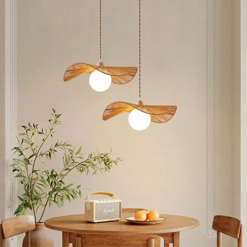 Afralia™ Rattan Chandelier: Nordic Minimalist Wabi Sabi LED Pendant Lamp for Home Décor