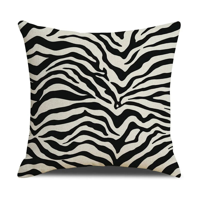 Afralia™ Zebra Pattern Cushion Covers 45x45cm Sofa Throw Pillow Case Linen Home Decor