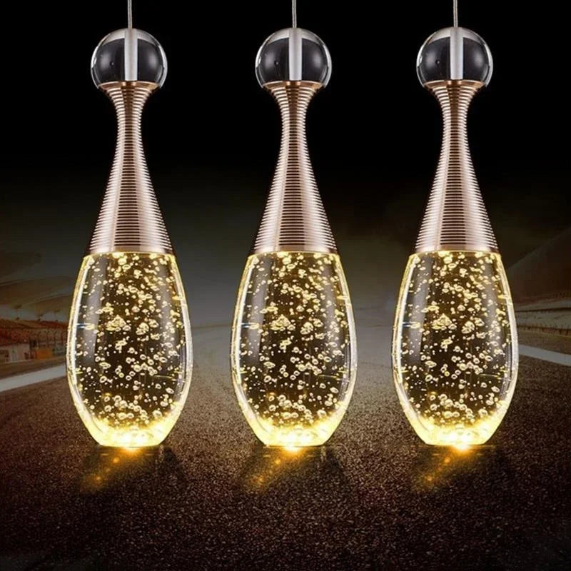 Afralia™ Crystal Pendant Light Champagne Gold for Bedroom and Dining Room