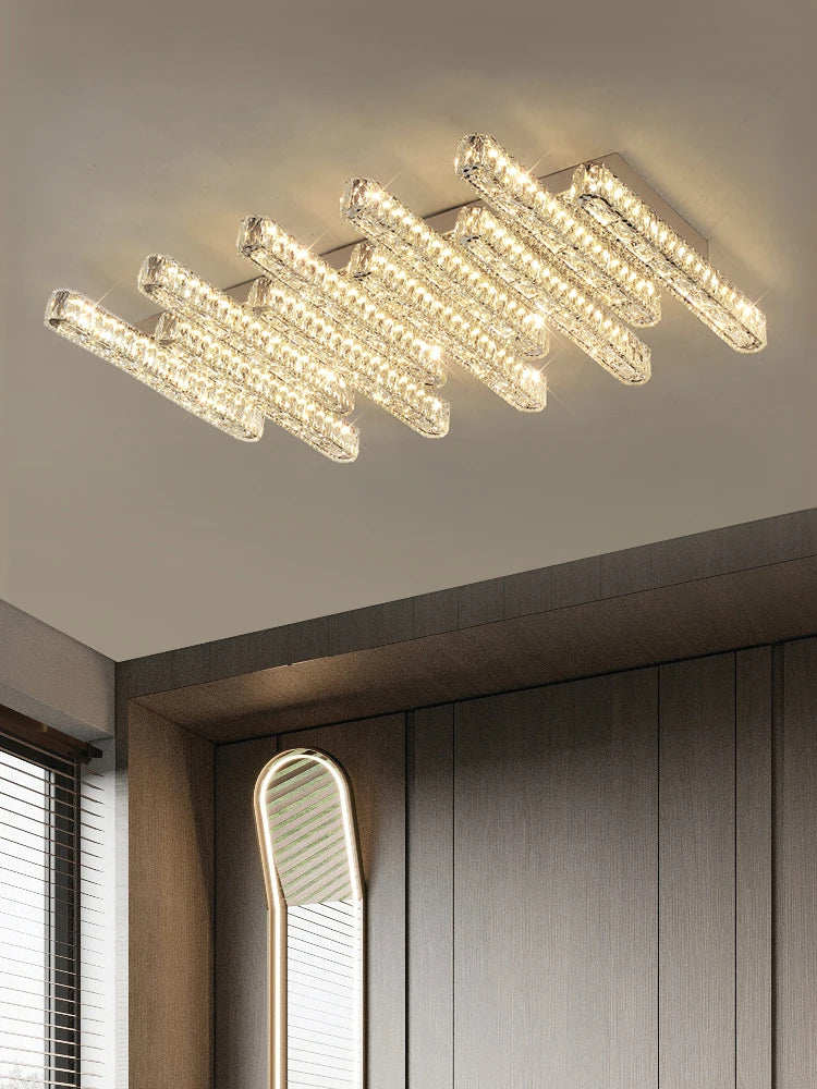 Afralia™ Crystal Chandelier Lights for Living Dining Bedroom LED Dimmable Lustre Lighting