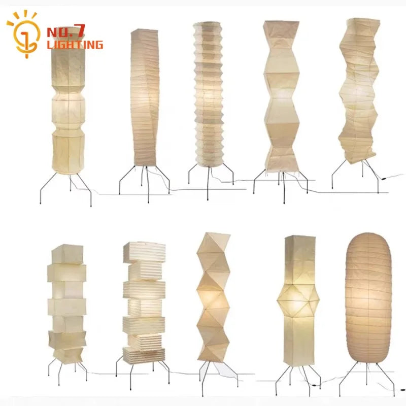Afralia™ Akari Noguchi Floor Lamp LED E27 Rice Paper Standing Art Decor Living Room