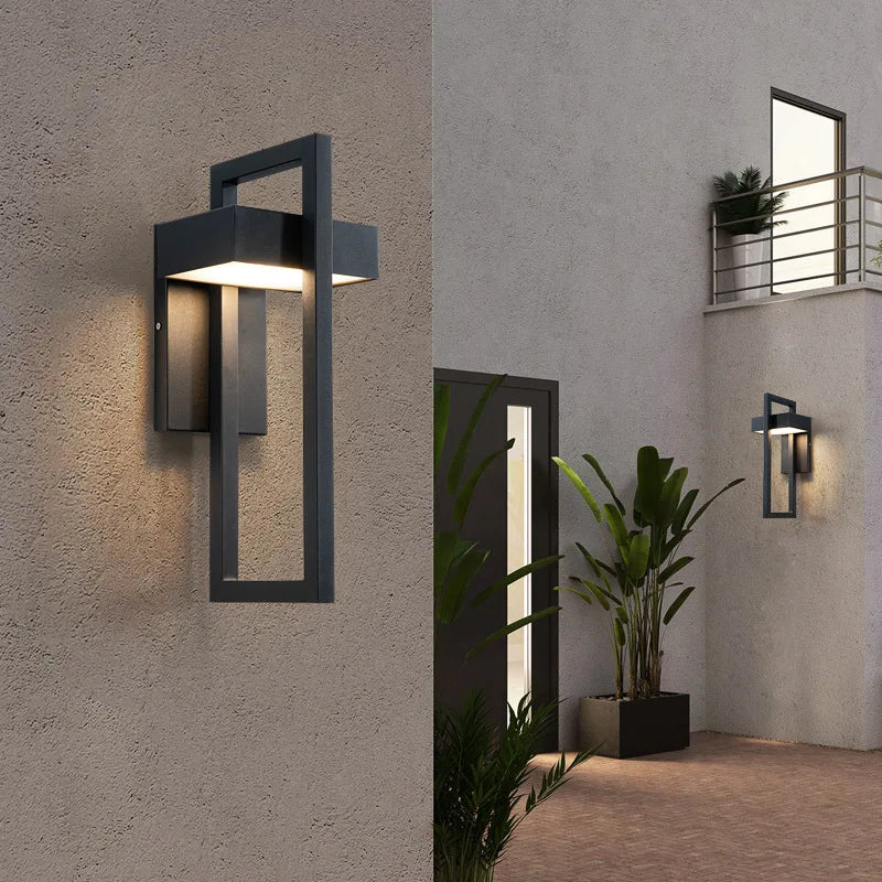 Afralia™ Outdoor LED Wall Light 10W Black Waterproof Sconce for Garden Porch Street