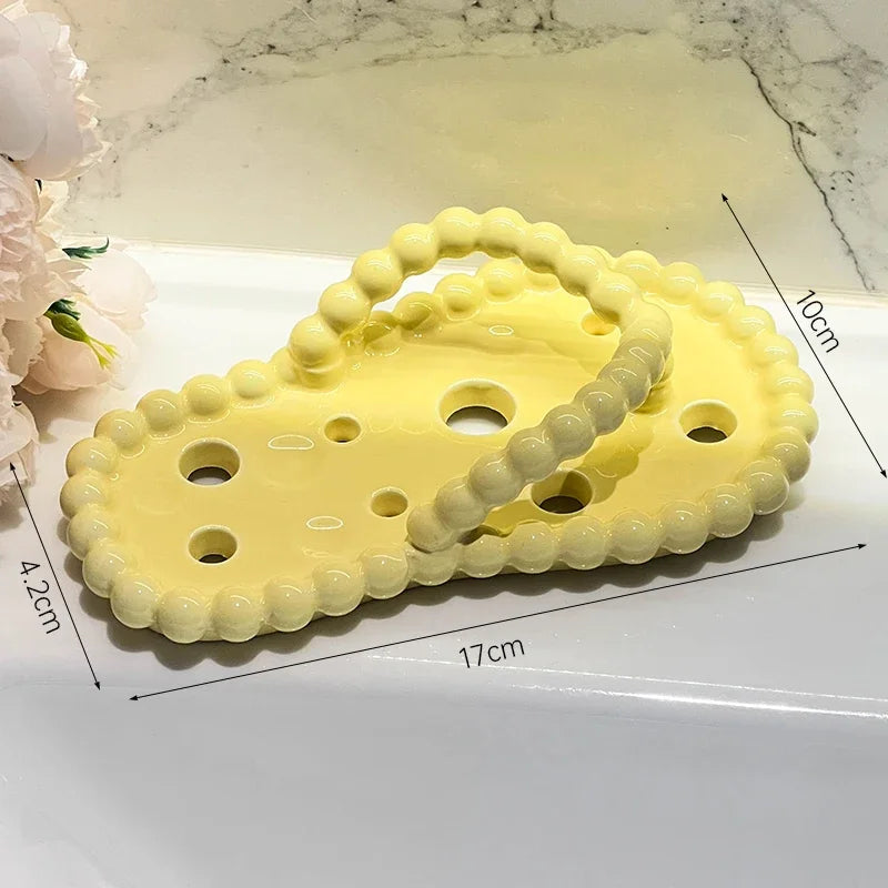 Afralia Ceramic Slipper Soap Dish Drainage Rack Bathroom Accessory