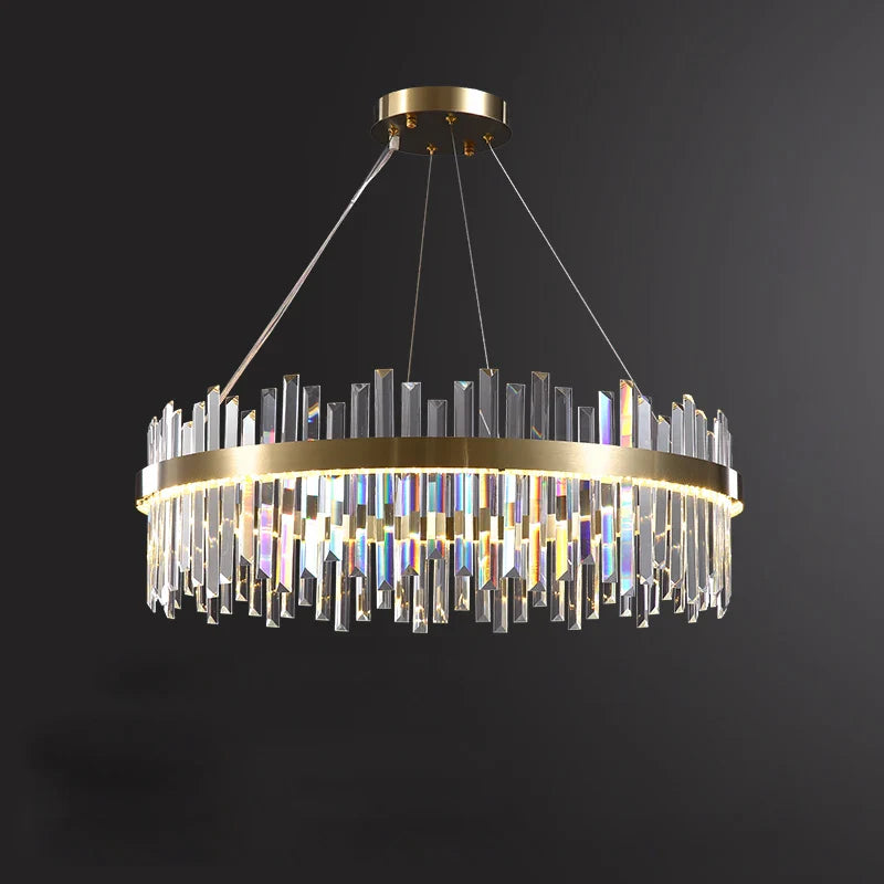 Afralia™ Crystal Chandelier LED Hanging Lamp Gold Silver Postmodern Design