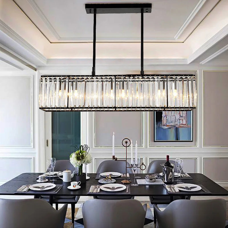 Afralia™ Modern Iron Crystal Chandelier for Home Decor and Dining Table