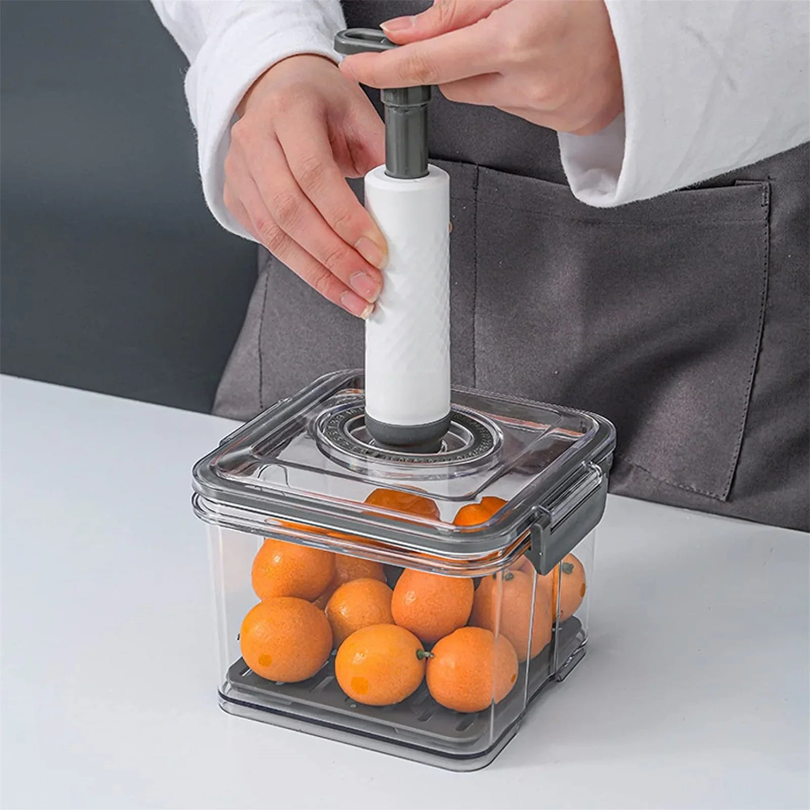 Afralia™ Food Storage Container: Transparent Fridge Organizer with Drain Net for Kitchen, Large Capacity