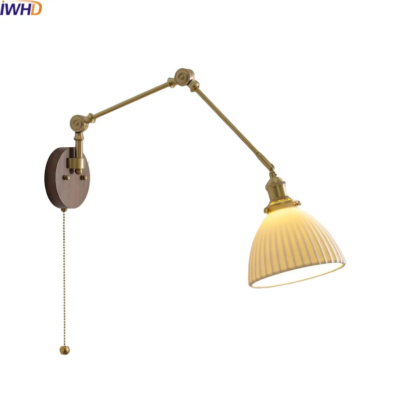 Afralia™ LED Wall Lamps Pull Chain Switch Modern Stair Light Fixtures, Ceramic Copper