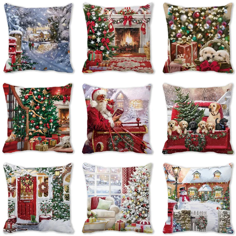 Afralia™ Christmas Short Plush Pillowcase 45x45cm Home Decor