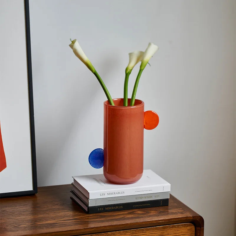 Afralia™ Geometric Glass Vase - Colorful Home Decor Accent