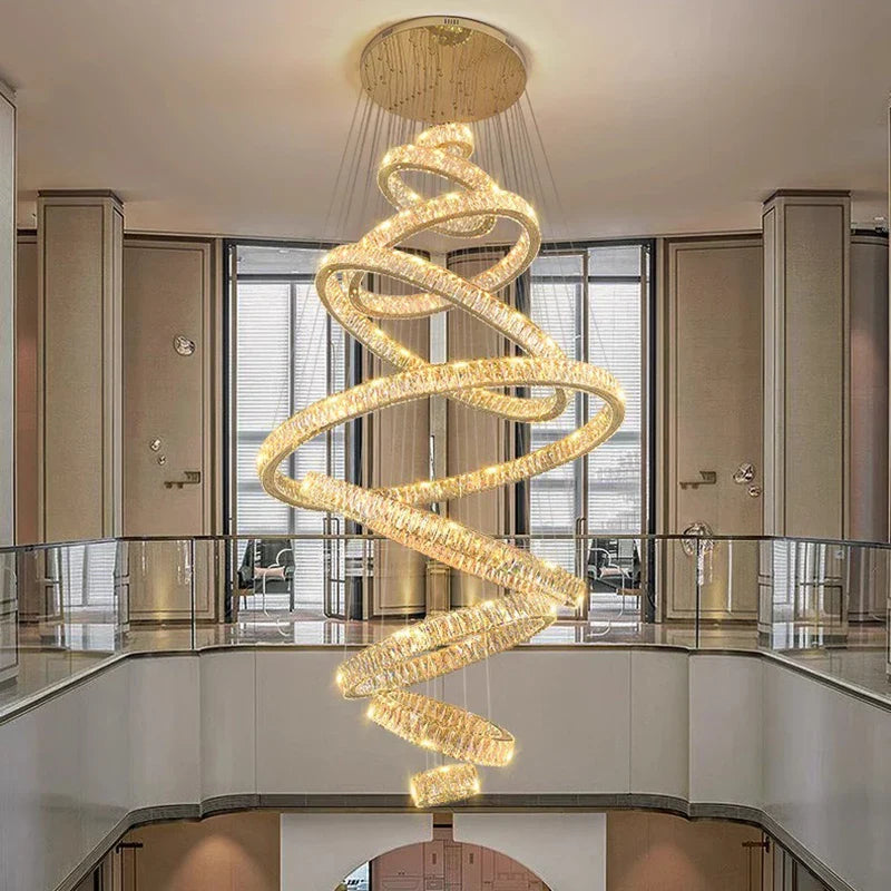 Afralia™ Crystal Chandelier: Elegant Living Room & Stair Pendant Light