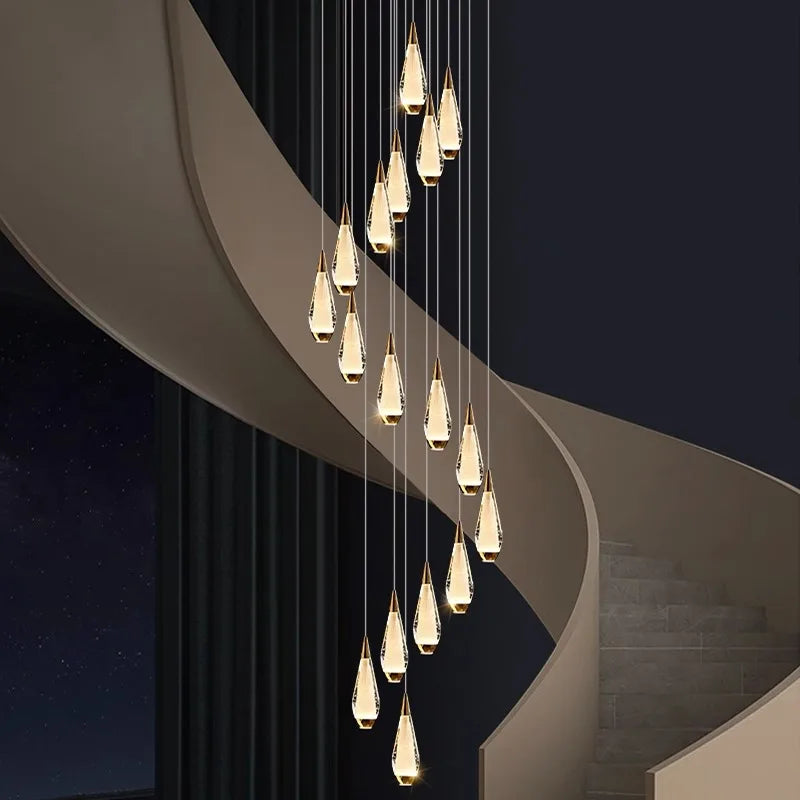Afralia™ LED Pendant Staircase Chandeliers for Living Room - Modern Indoor Lighting