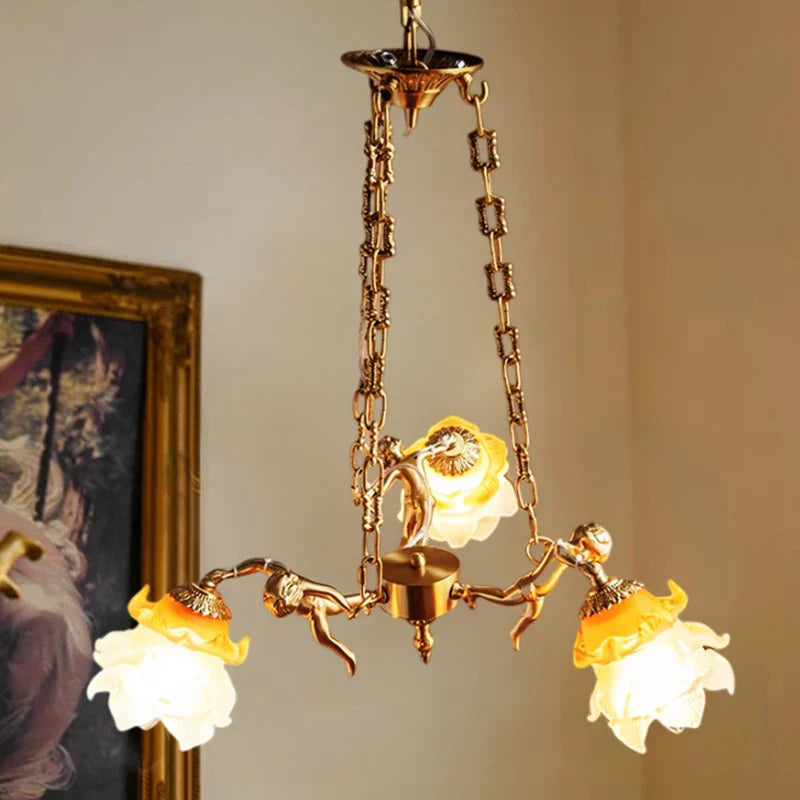 Afralia™ Brass Angel Chandelier: Luxury Burnishing Pendant Lights for Living Room