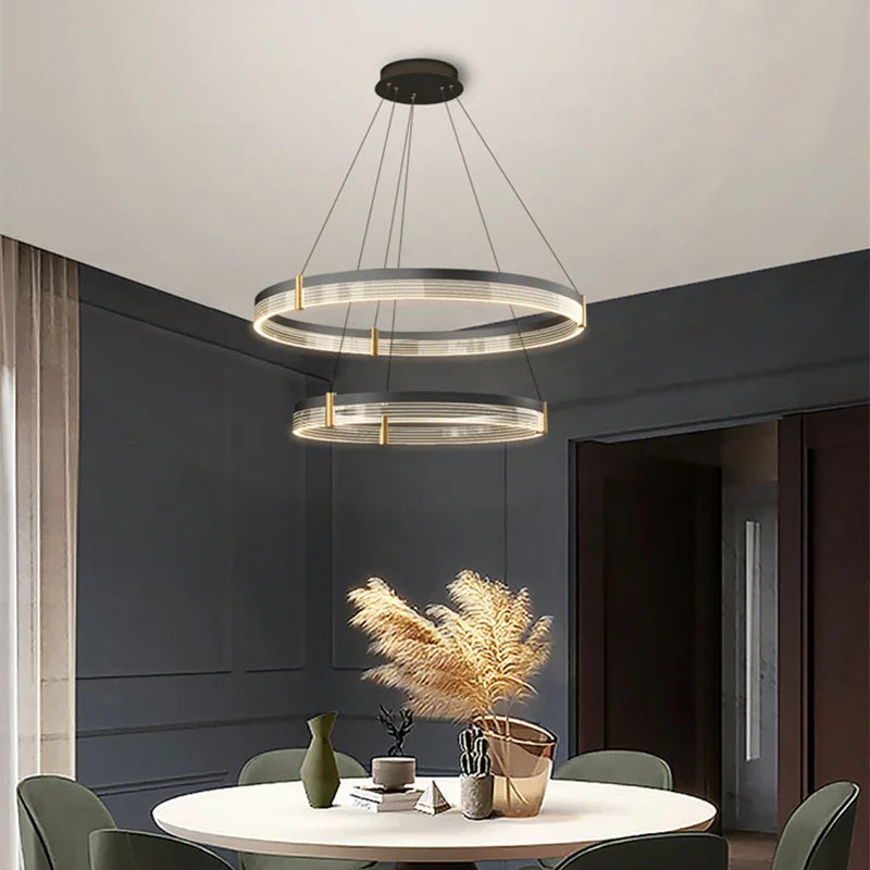 Afralia™ Circle Chandelier Acrylic Shade, High-End Designer Hanging Lighting for Home and Restaurant