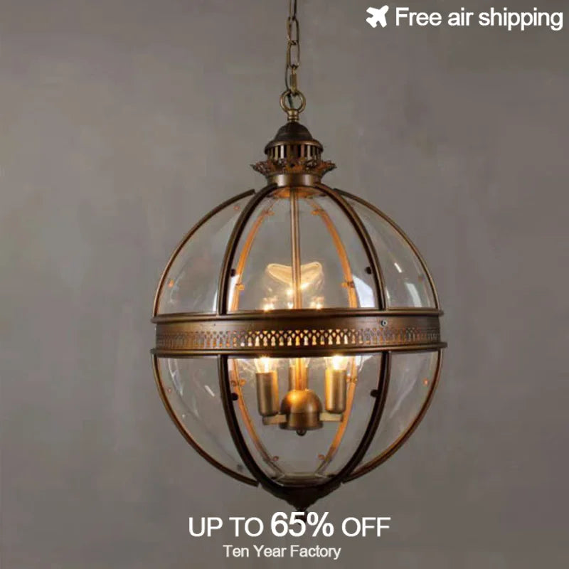 Afralia™ Black Bronze LED Globe Pendant Light for Villa Dining Room.