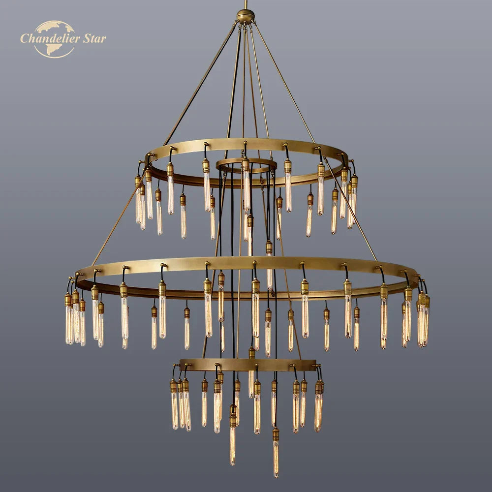 Afralia™ Axis Black Brass LED Round Chandelier for Living & Dining Room