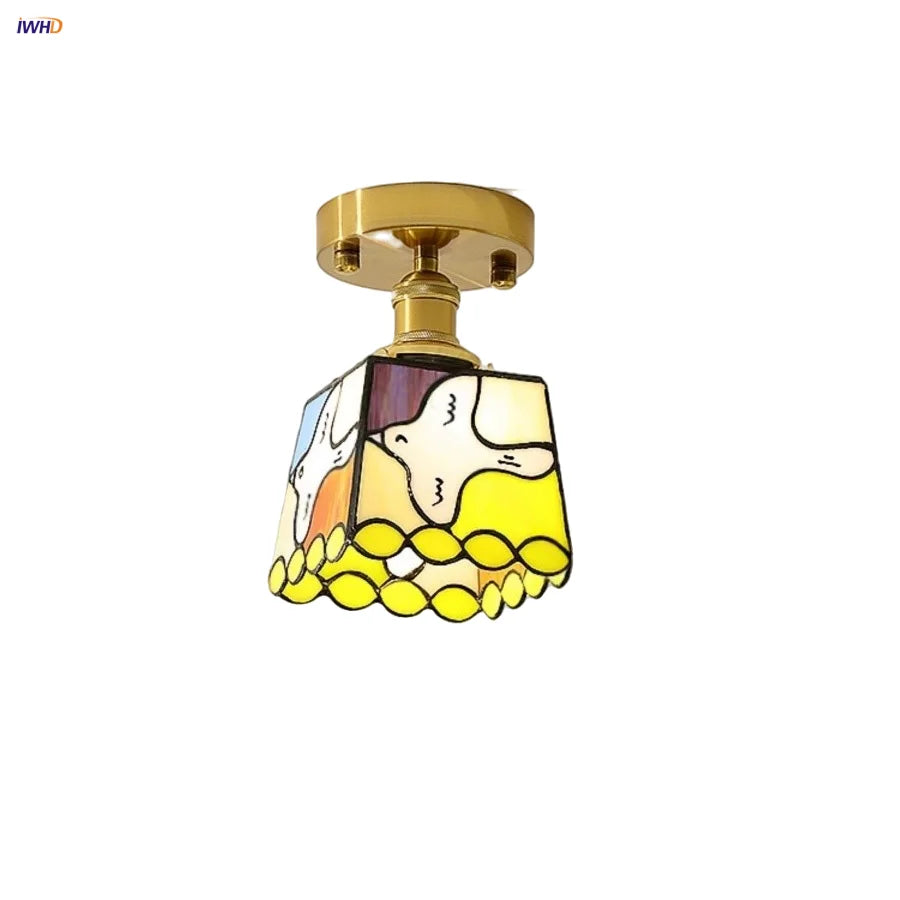 Afralia™ Peace Dove Tiffany Glass LED Flush Mount Ceiling Light