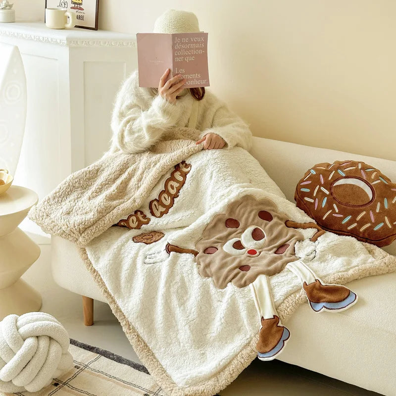 Afralia™ Cartoon Lamb Wool Blanket: Soft & Warm Sofa Cover for Autumn/Winter