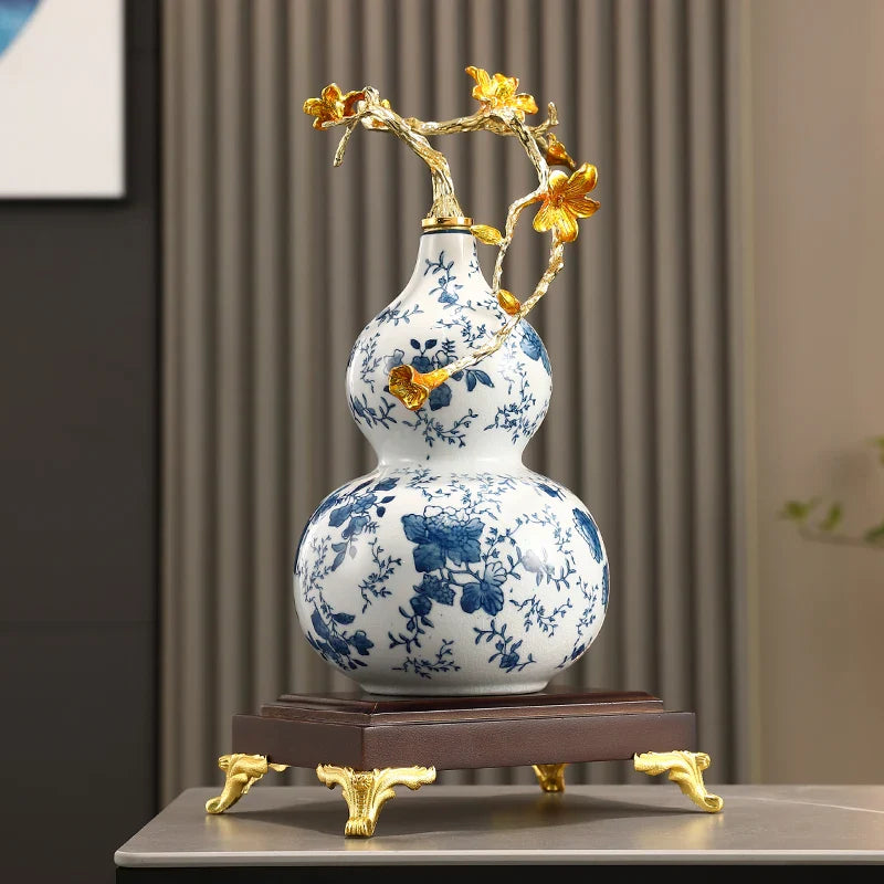 Afralia™ Gourd Ornament Ceramic Handicrafts Home Decor Accessories