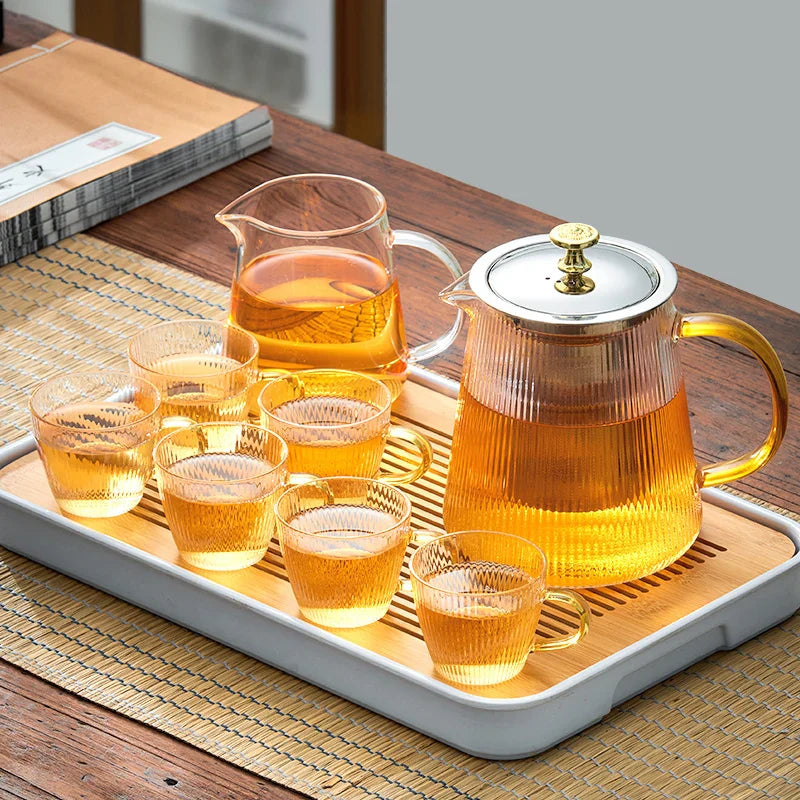 Afralia™ Glass Teapot Puer Kettle Set Office Home Make tea Tool Cold kettle