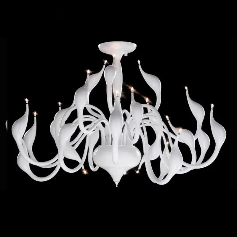 Afralia™ Iron Swan Pendant Chandelier for Restaurant Living Room Bedroom with LED G4 Candle