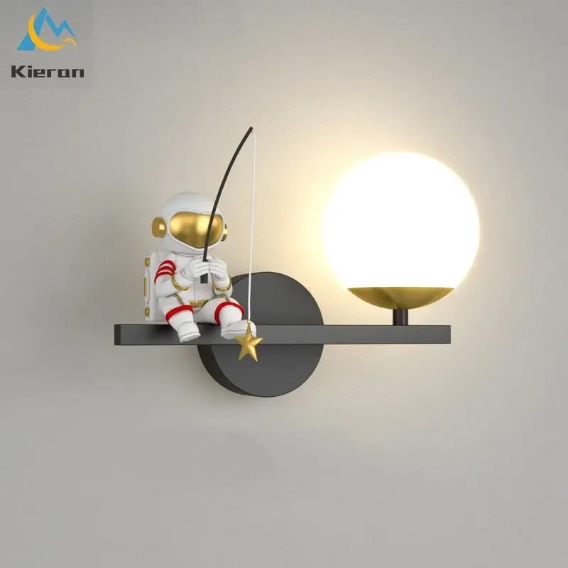 Afralia™ Astronaut LED Wall Lamps: Nordic Modern, Three Color Dimming, Bedroom Study Living Room Decor