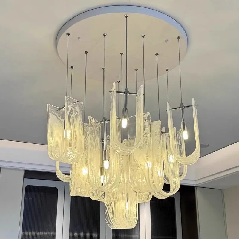 Afralia™ Glass Pendant Chandelier Ceiling Light Fixture for Home Dining Room Luxe Decor