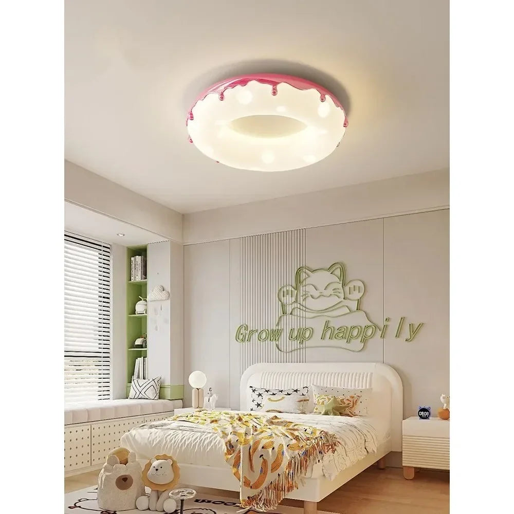 Afralia™ Doughnut Ceiling Light - Kids Room Full Spectrum Eye Protection LED Bedroom Lamp.